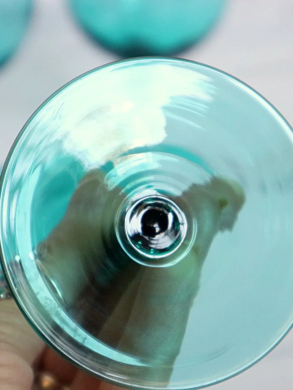 Vintage Empoli Italian Hand-Blown Optic Swirl Twisted Stem Wine Glasses Aqua
